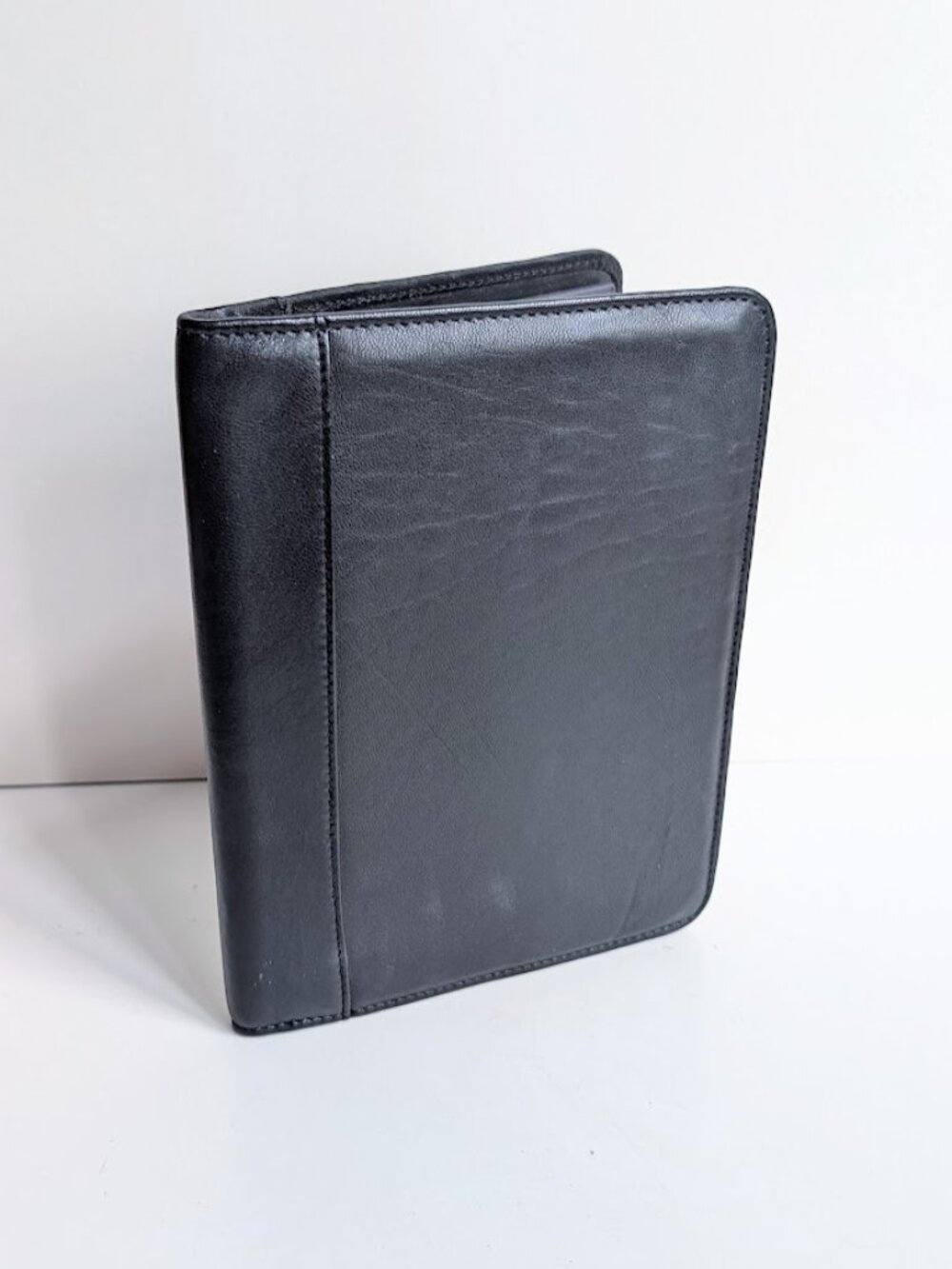 Black Nappa Leather Padded Planner Binder NASDAQ Engraved Notepad